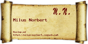 Milus Norbert névjegykártya